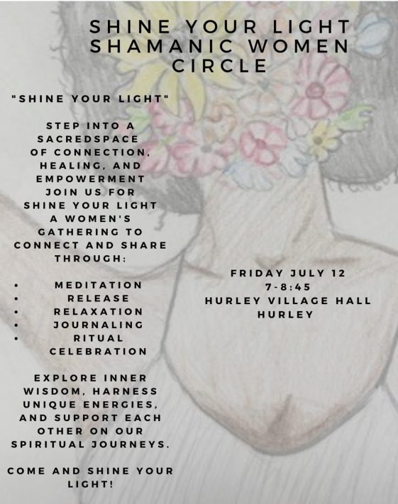 Flyer for a women’s spiritual gathering called ‘Shine Your Light.