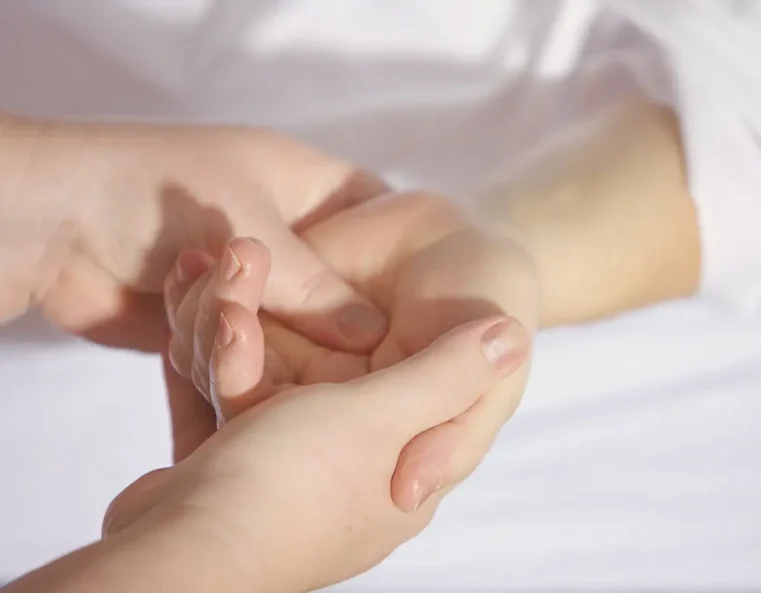 close up hand reflexology